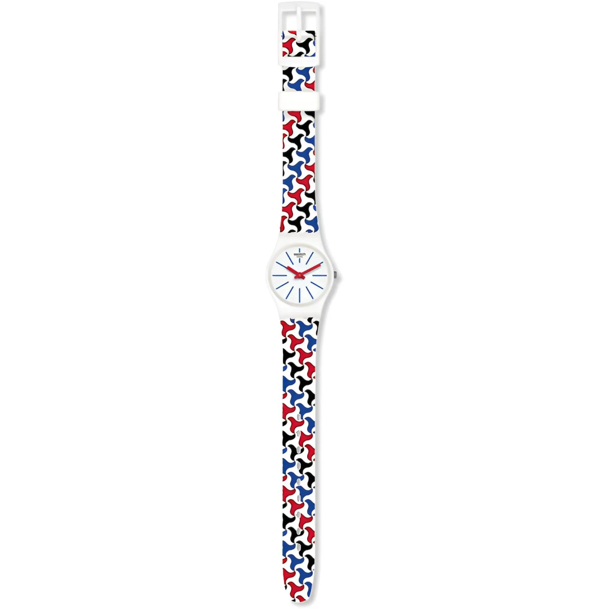 Swatch Women's Watch - Pattu Quartz White Dial Retro Pattern Silicone Strap | LW156