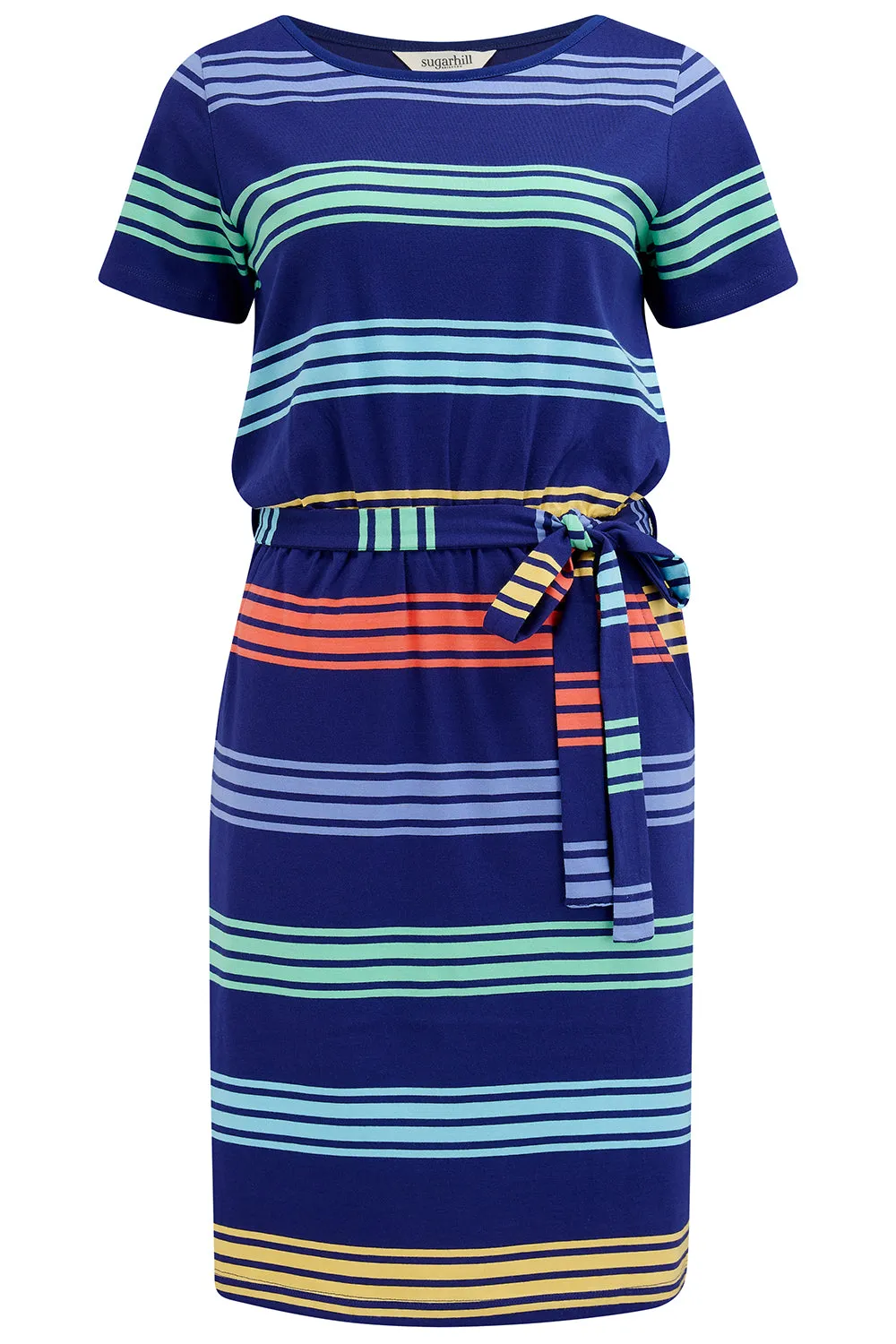 Terri Jersey Mini Dress - Navy. Malibu Stripe