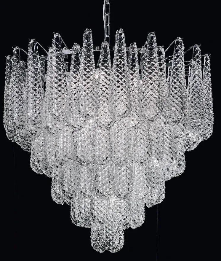Textured Petal Glass Elements Large Chandelier