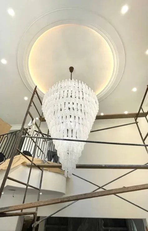 Textured Petal Glass Elements Large Chandelier