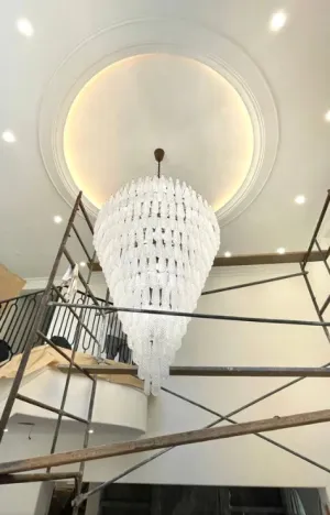 Textured Petal Glass Elements Large Chandelier