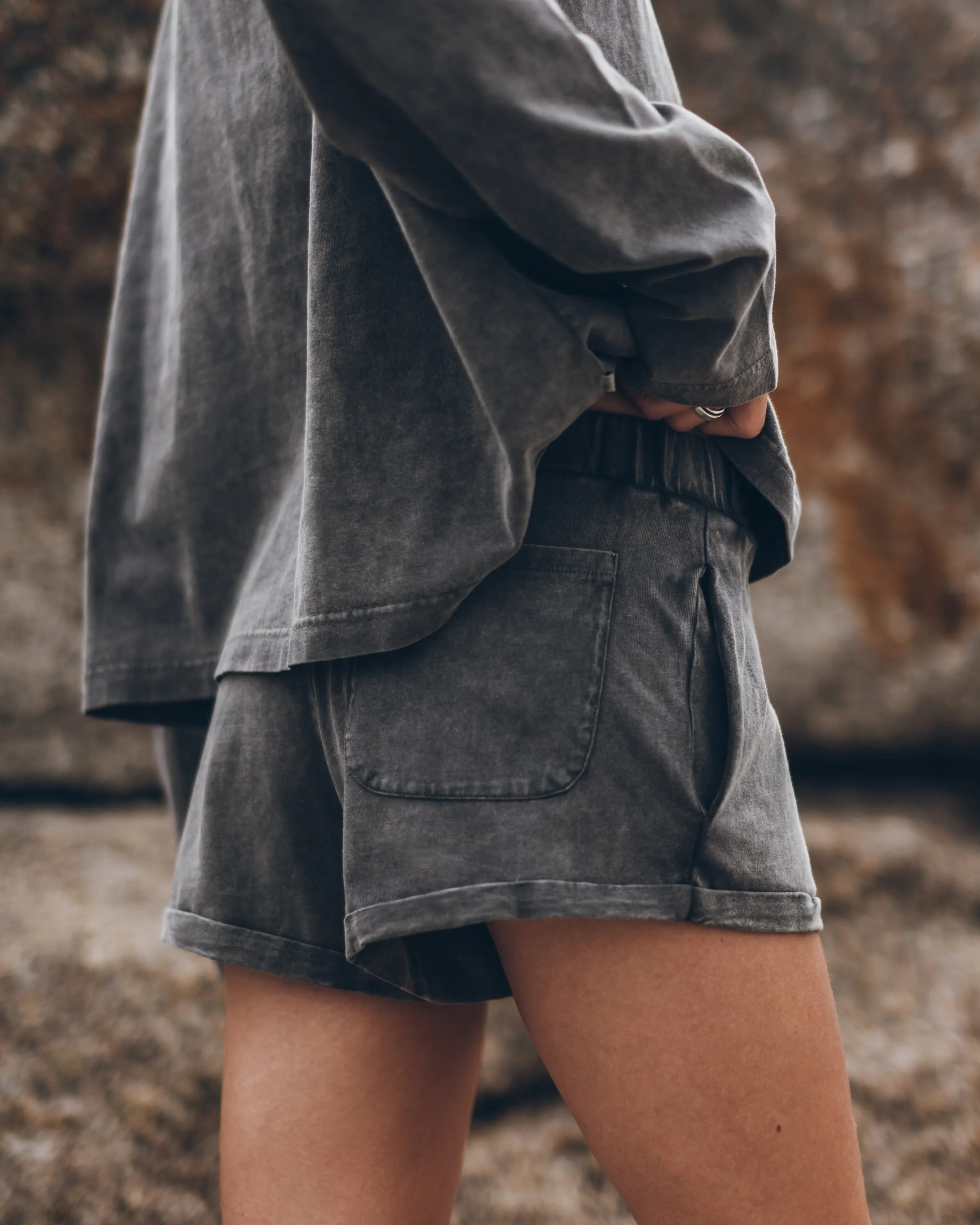 The Dark Faded Cotton Shorts