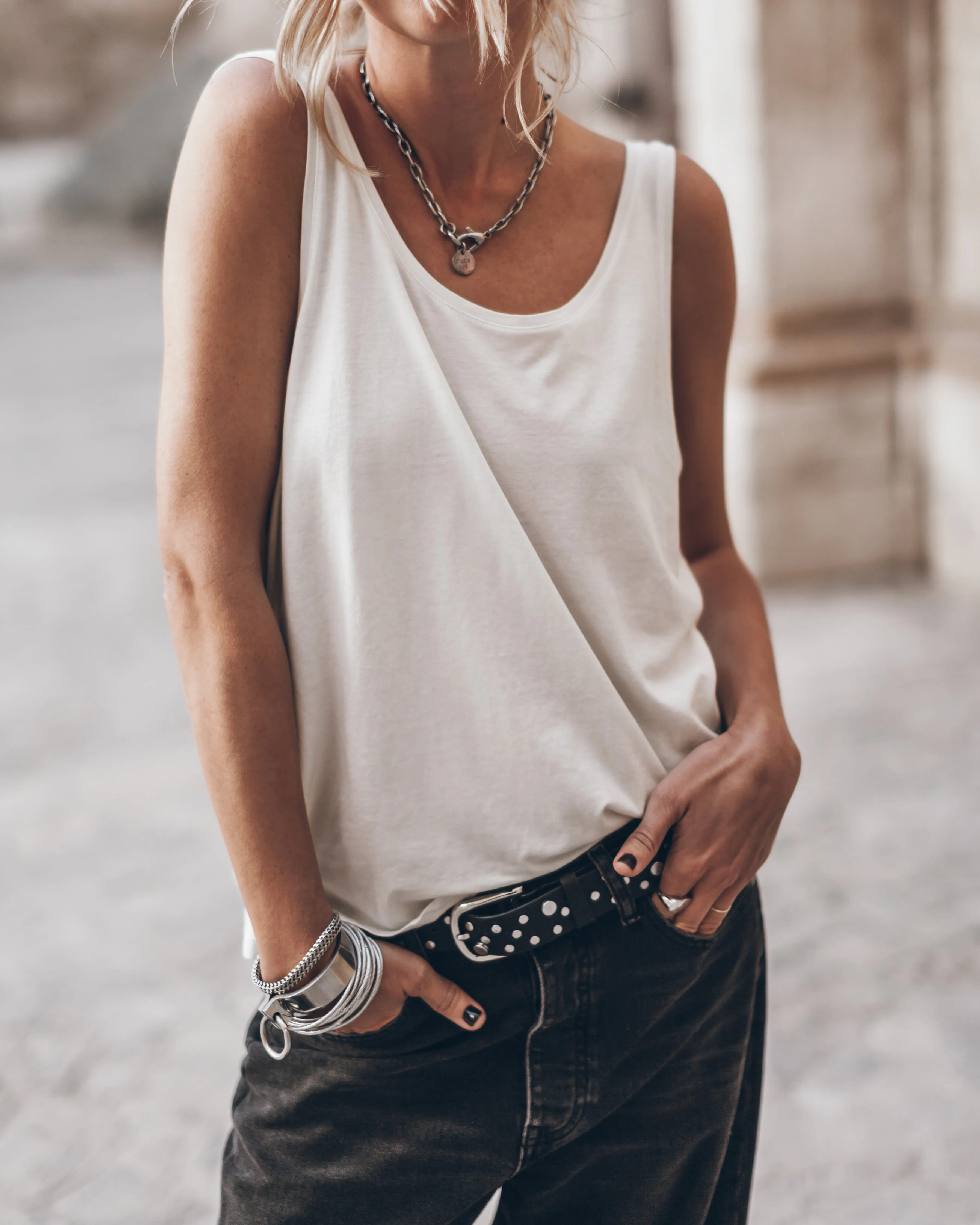 The White Low Back Base Tank Top