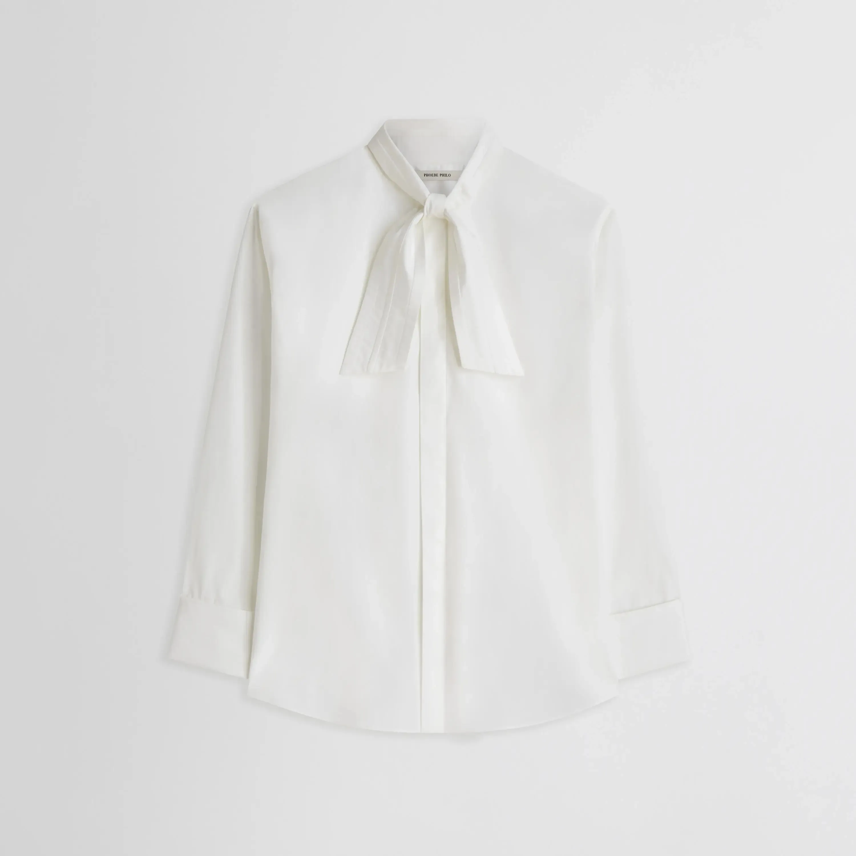 TIE NECK SHIRT | white cotton