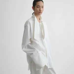 TIE NECK SHIRT | white cotton