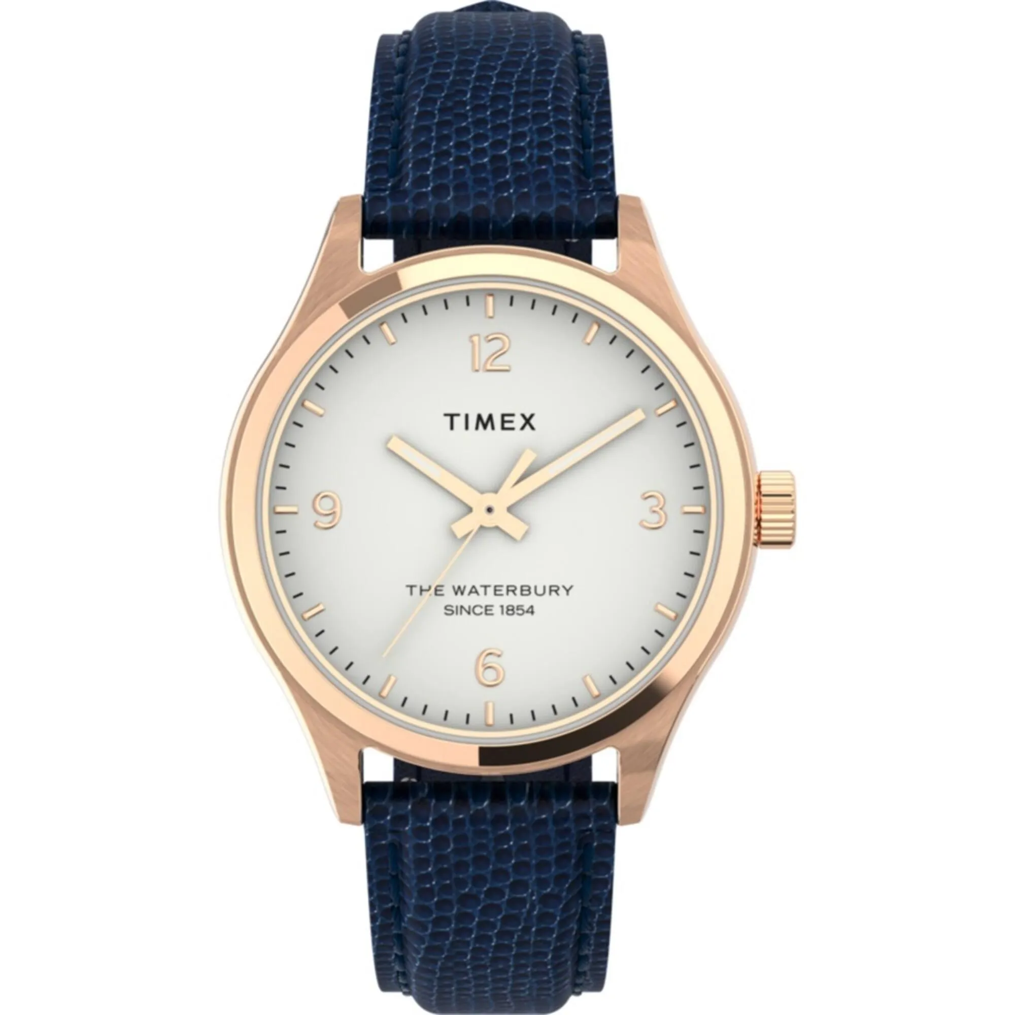 Timex Women's Watch - Waterbury White Dial Navy Blue Leather Strap | TW2U97600VQ