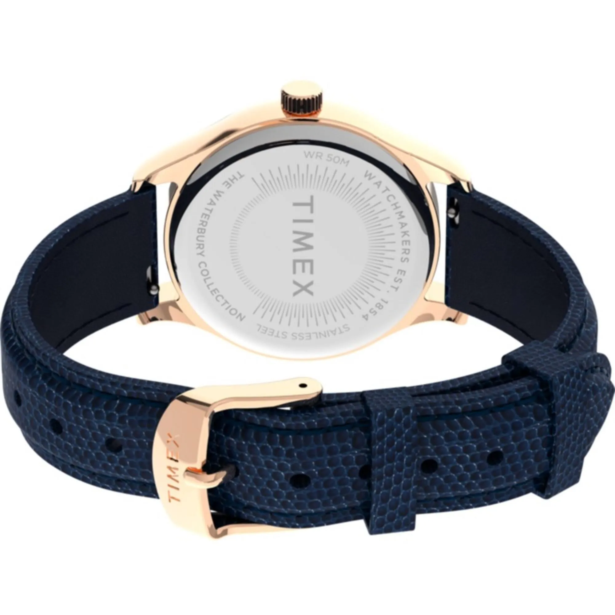 Timex Women's Watch - Waterbury White Dial Navy Blue Leather Strap | TW2U97600VQ
