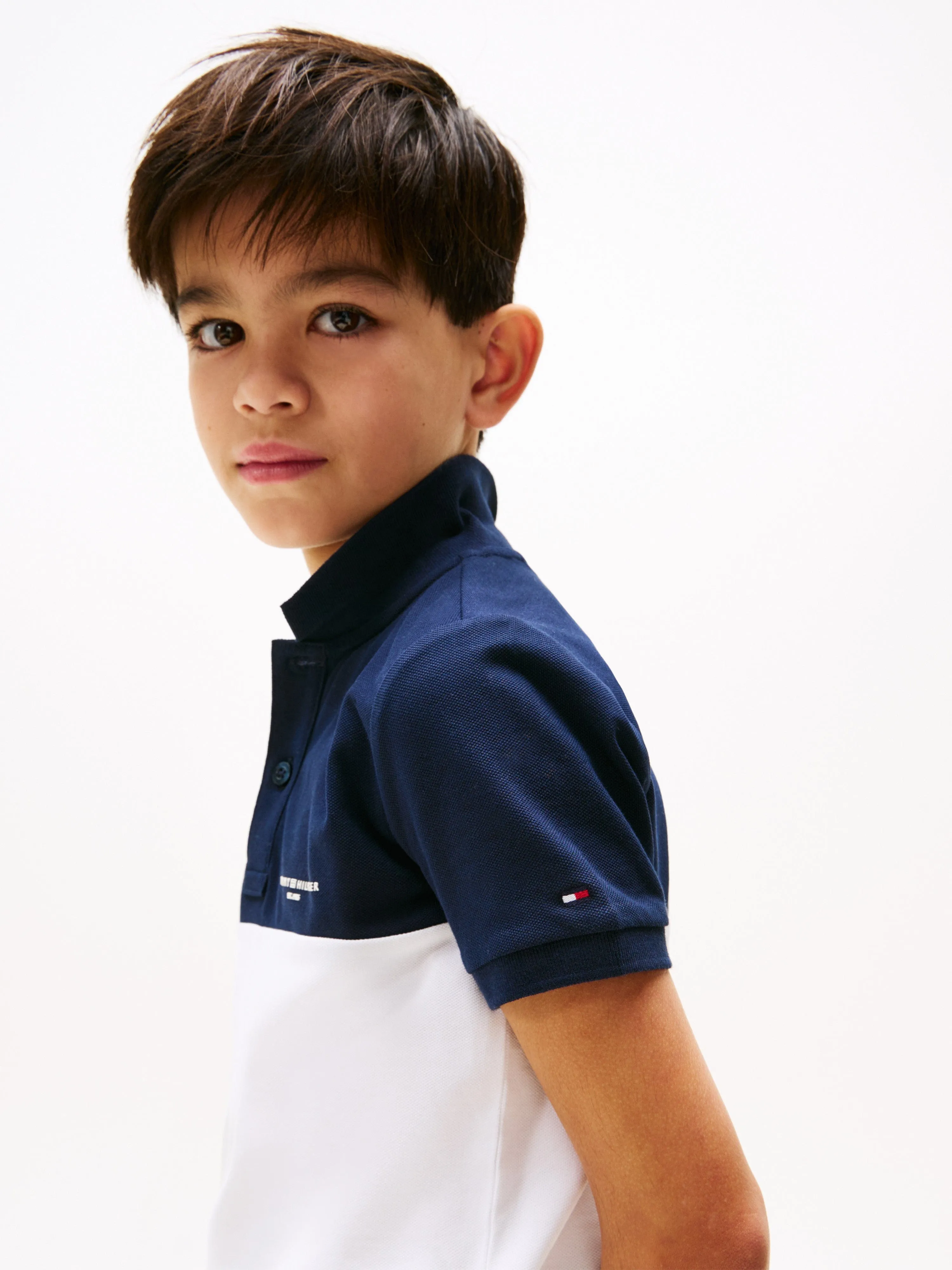 Tommy Hilfiger Boys Colourblock Polo Shirt in Navy