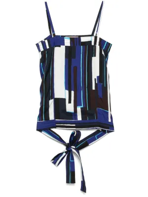 TWILL-PRINT COTTON CROPPED TOP