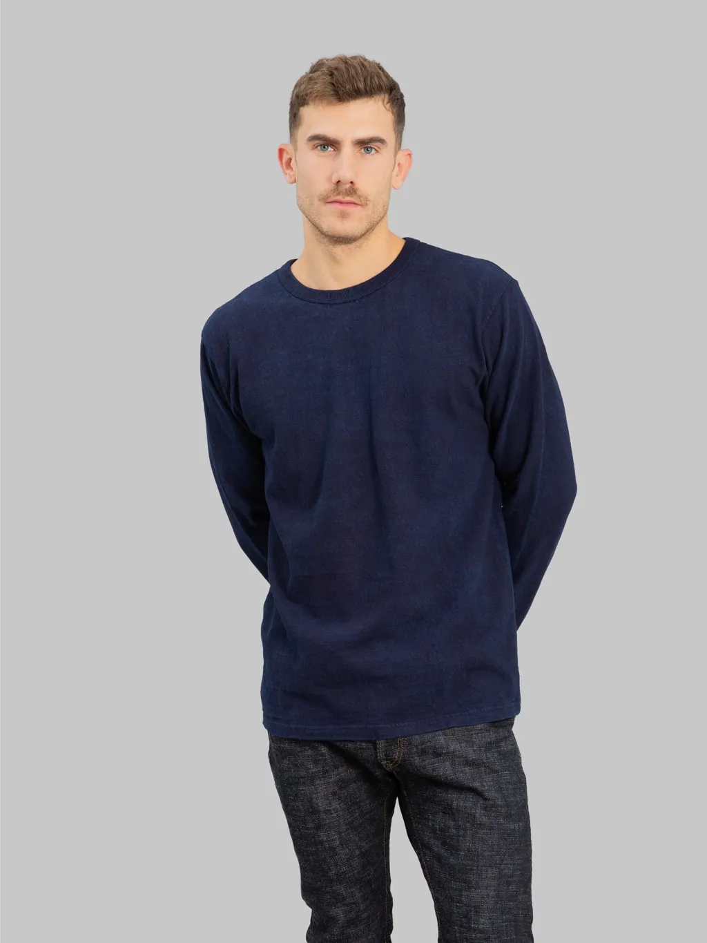 UES No.8 Slub Nep Long Sleeve T-Shirt Indigo
