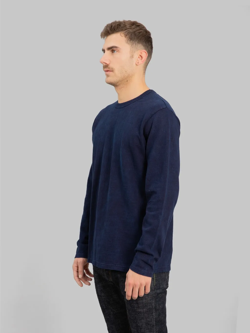 UES No.8 Slub Nep Long Sleeve T-Shirt Indigo