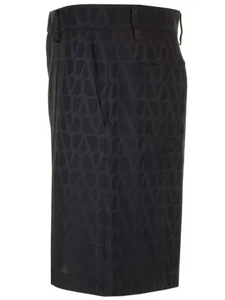 Valentino All-Over Logo Patterned Bermuda Shorts Black