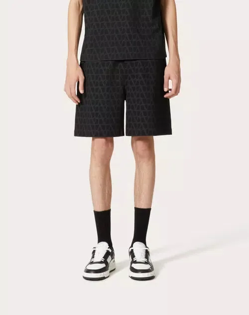 Valentino All-Over Logo Patterned Bermuda Shorts Black