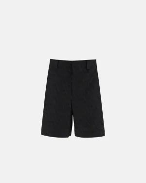 Valentino All-Over Logo Patterned Bermuda Shorts Black