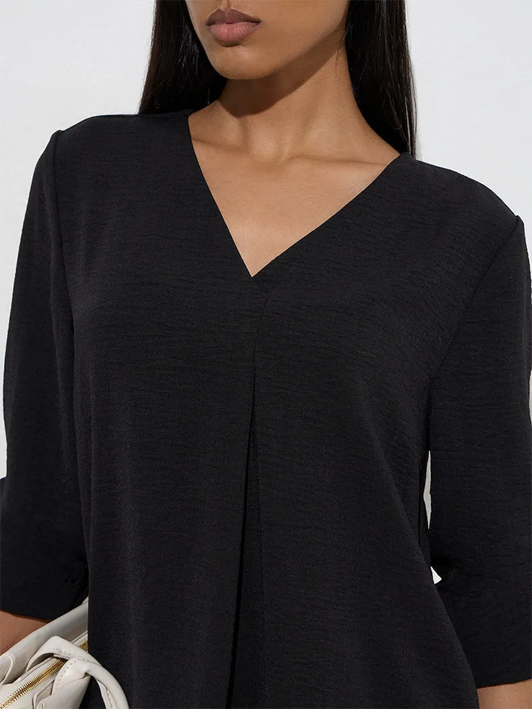 Wardrobe Black Crinkle-Textured Top