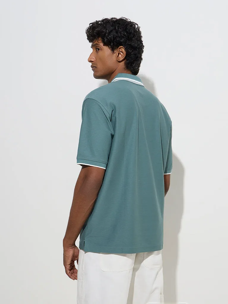 WES Casuals Teal Relaxed-Fit Quarter-Zip T-Shirt