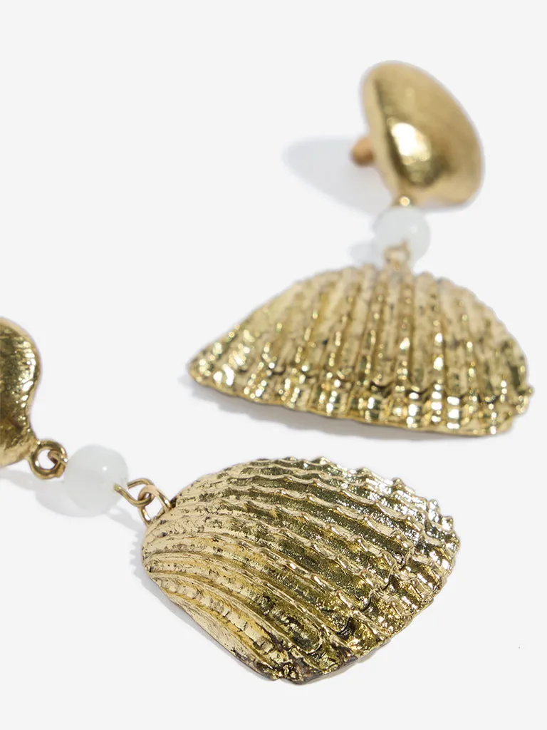 Westside Accessories Gold Shell Dangler Earrings