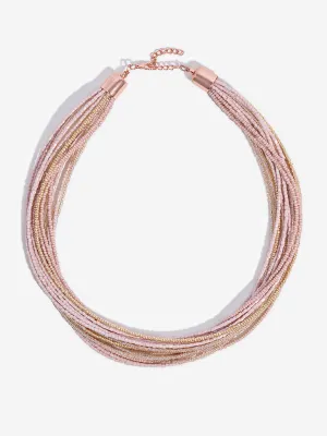 Westside Accessories Pink & Gold Multi-Strand Beaded Necklace