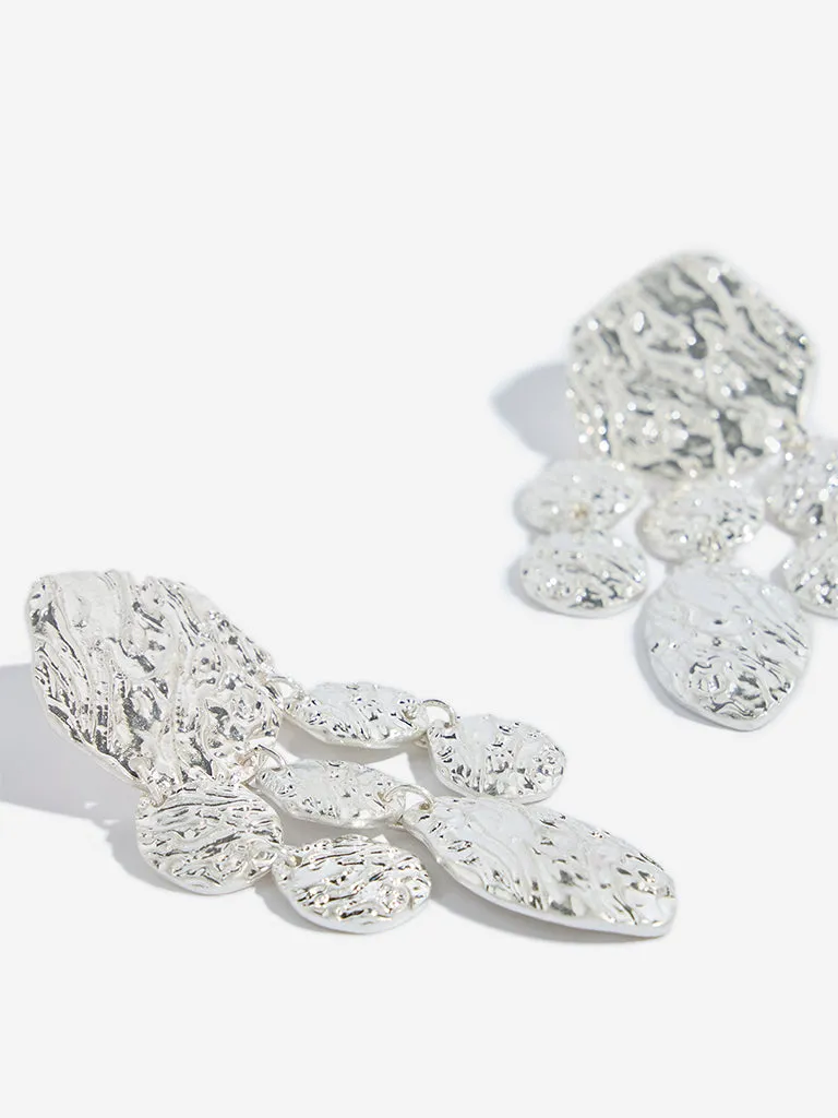 Westside Accessories Silver Self-Textured Dangler Earrings