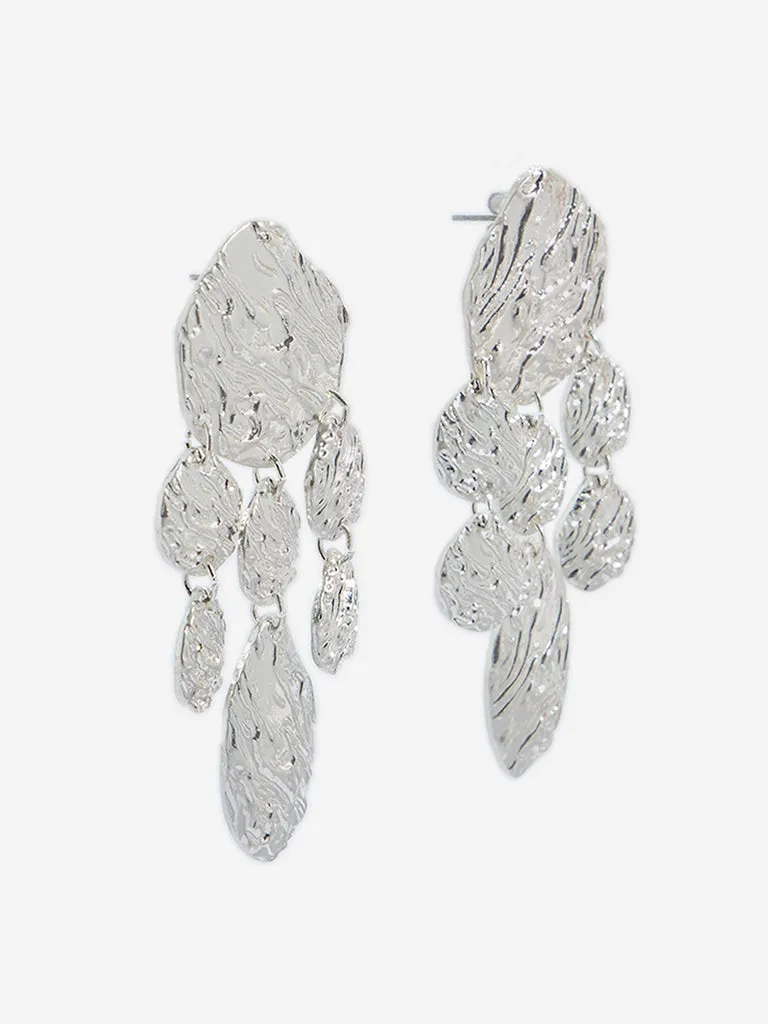Westside Accessories Silver Self-Textured Dangler Earrings