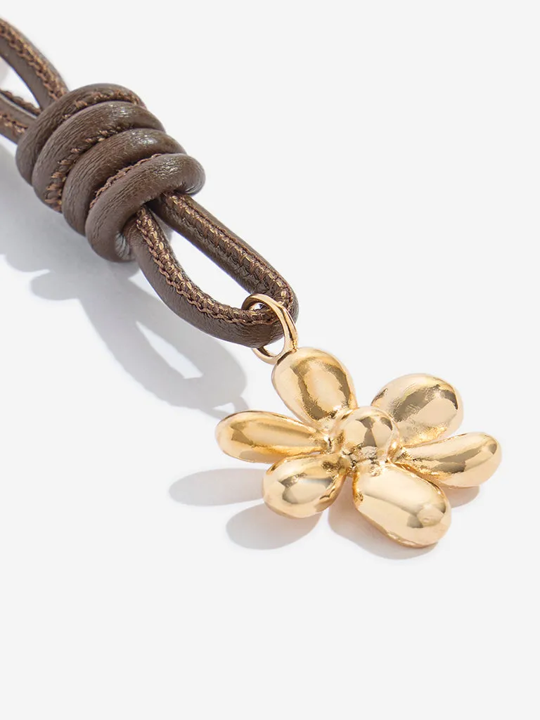 Westside Brown Flower Cord Bag Charm