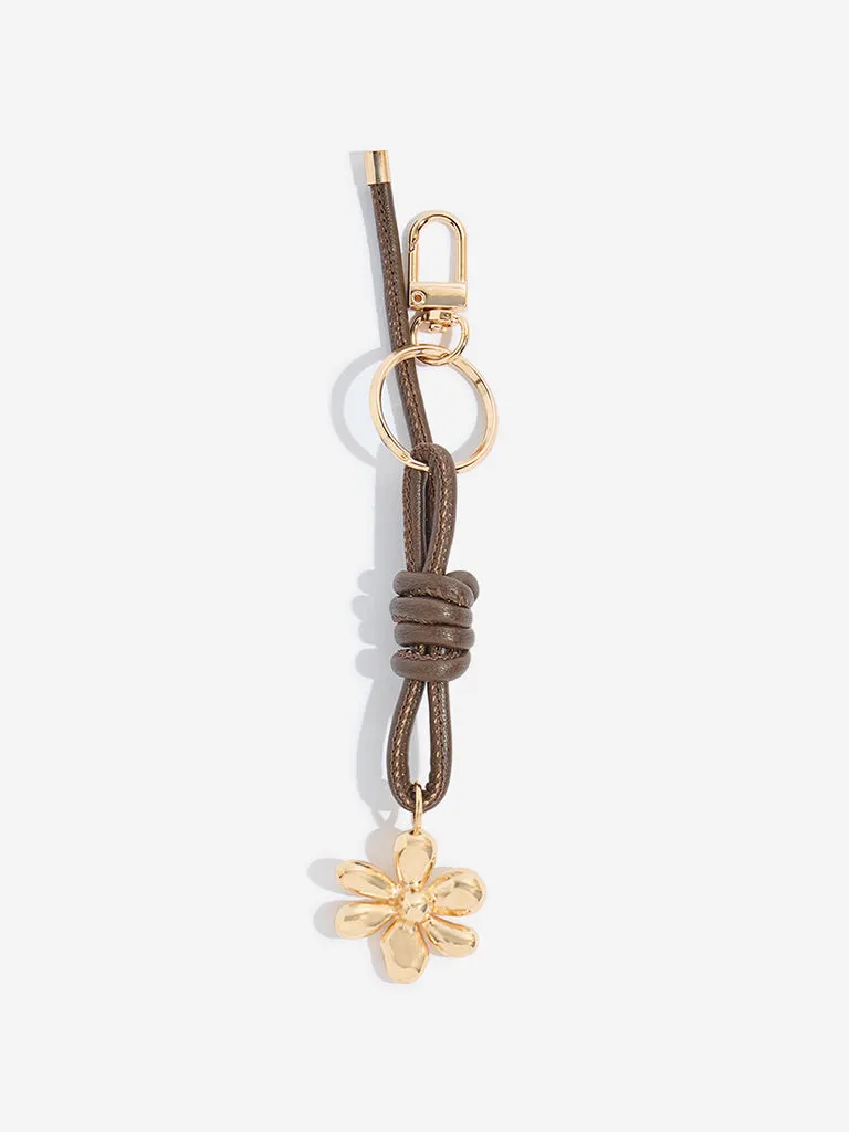 Westside Brown Flower Cord Bag Charm