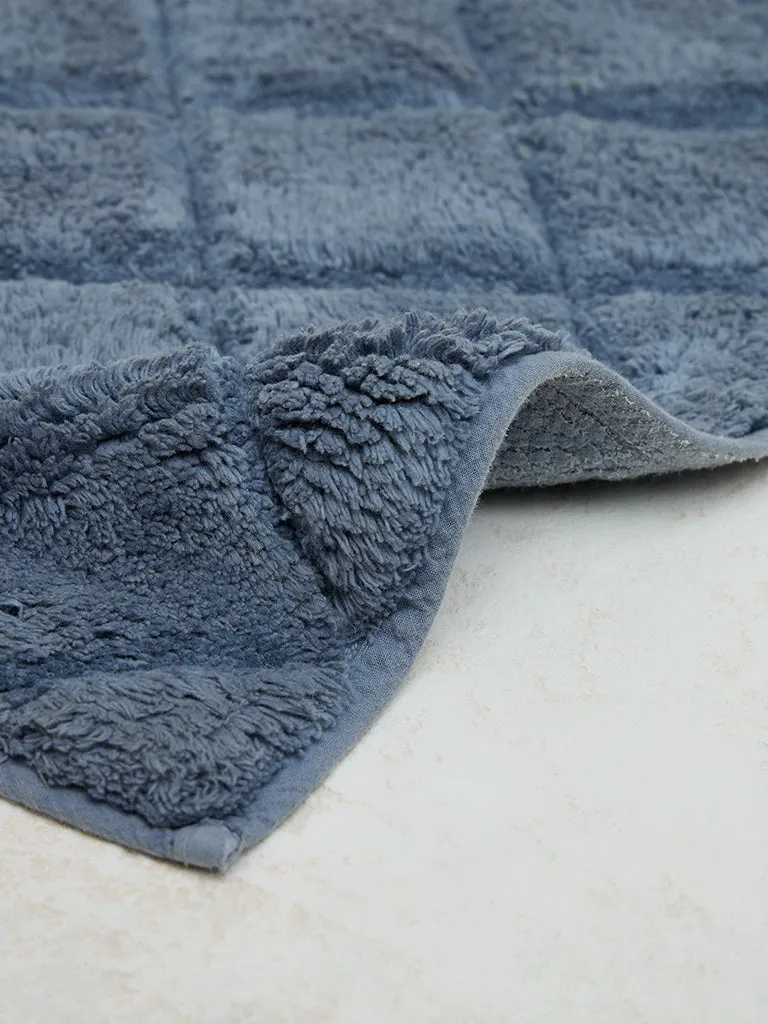 Westside Home Dusty Blue Diamond Design Non-Slip Bath Mat