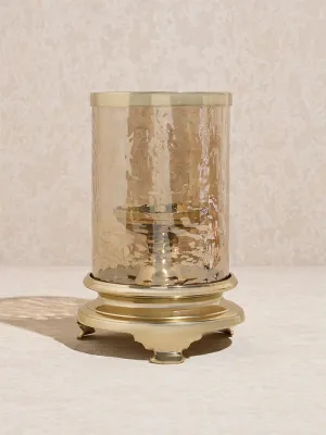 Westside Home Gold Candle Holder with Textured Glass