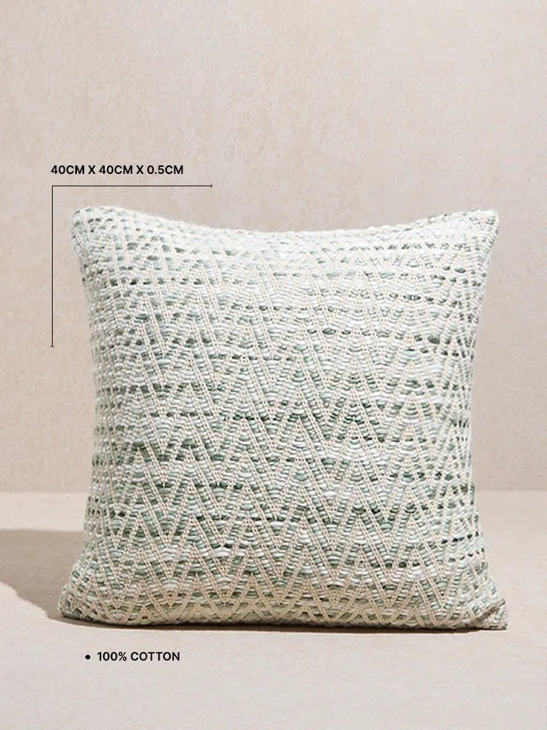 Westside Home Green Chevron Woven Textured Cushion Cover