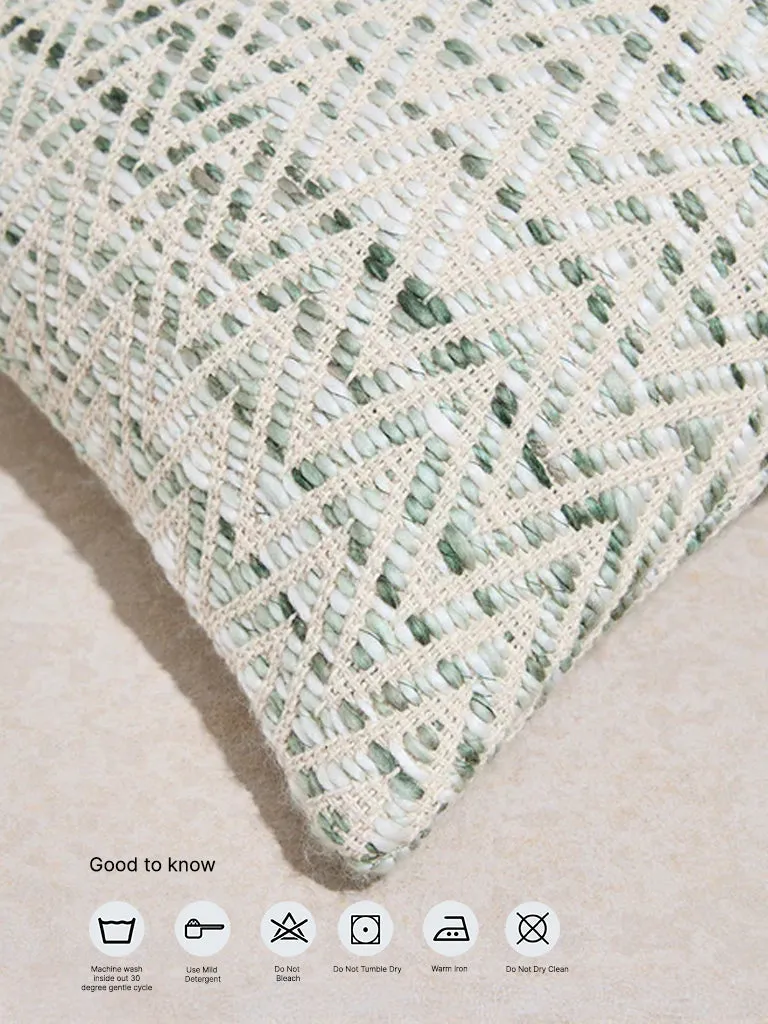 Westside Home Green Chevron Woven Textured Cushion Cover