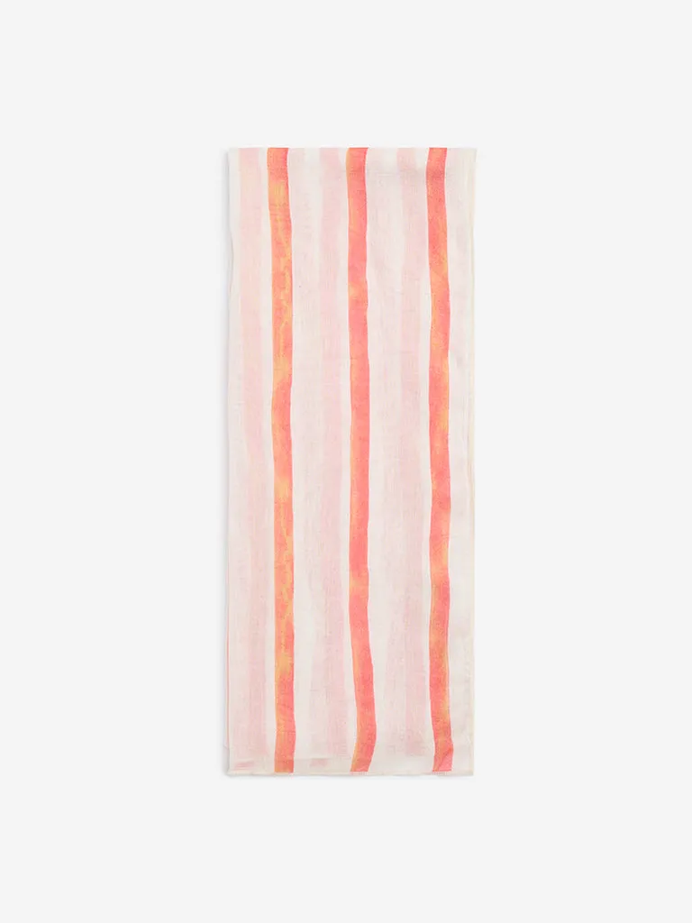 Westside Pink Stripe Patterned Scarf