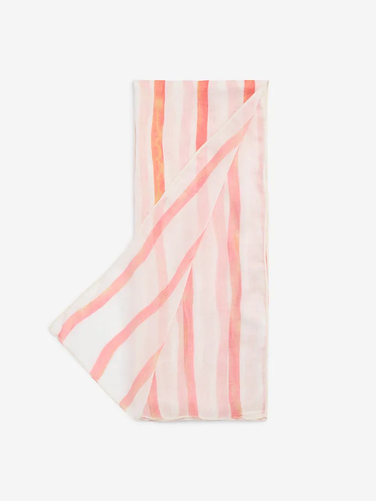 Westside Pink Stripe Patterned Scarf
