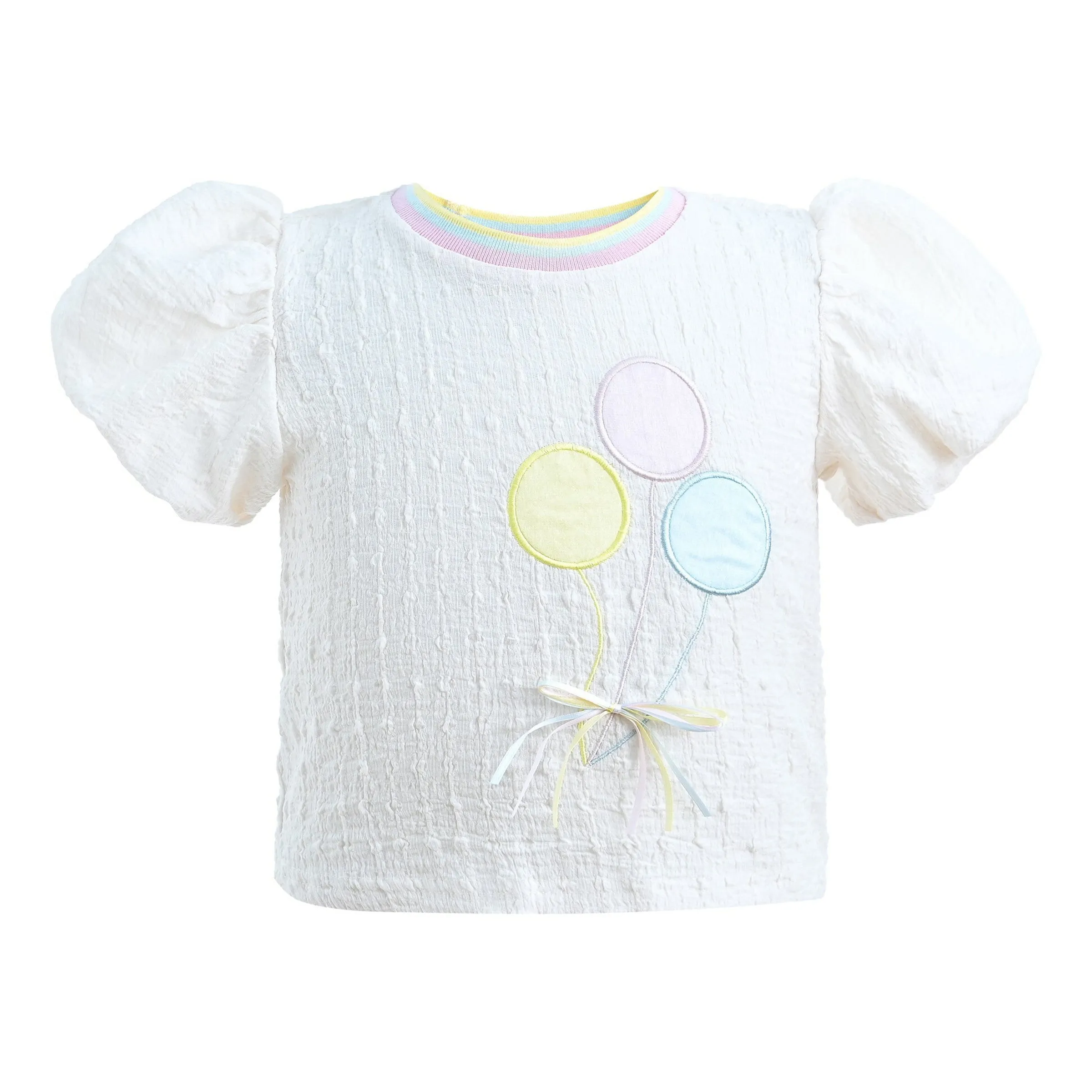 White Balloon Embroidered Skirt Outfit