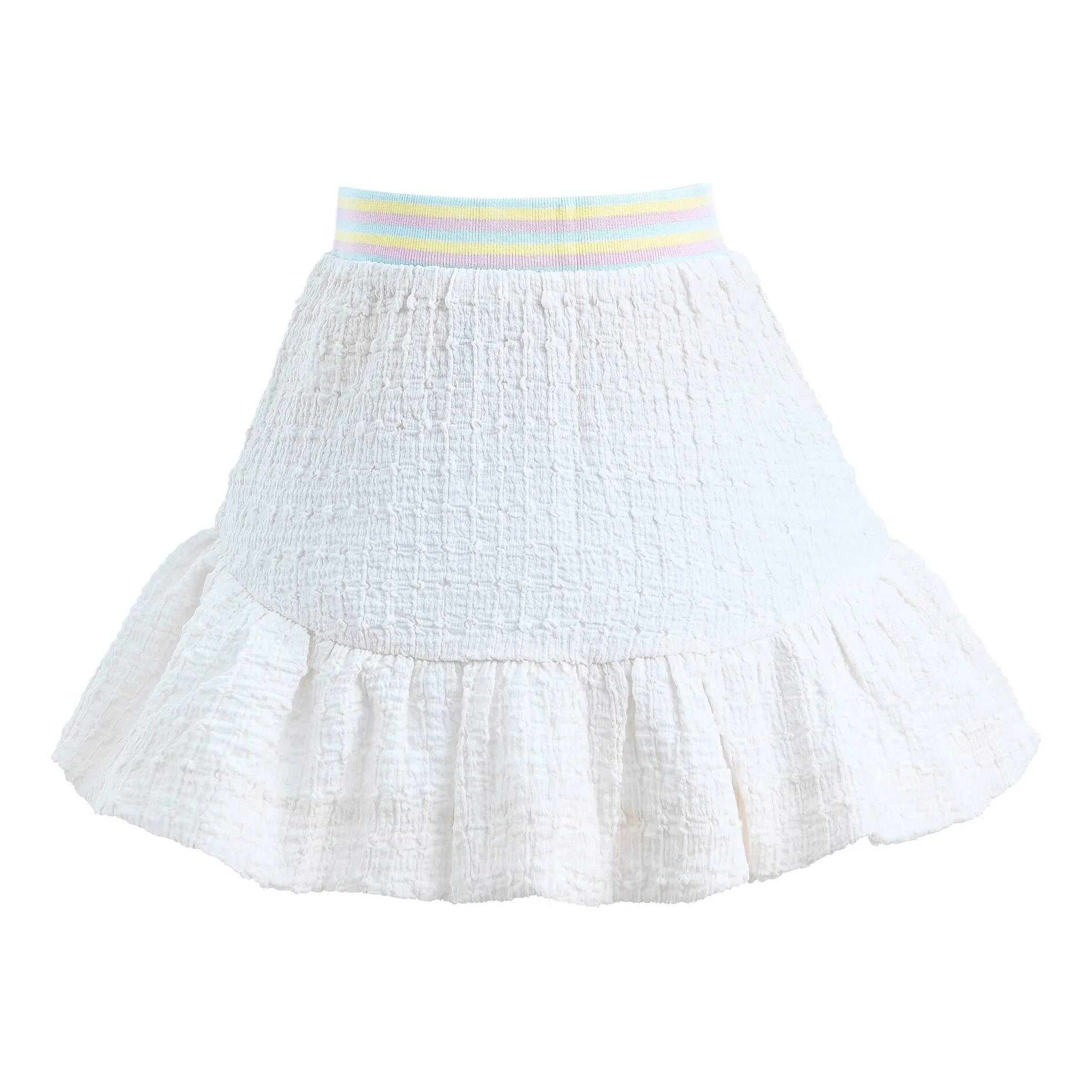 White Balloon Embroidered Skirt Outfit