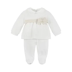 White Bow Applique Formal Outfit