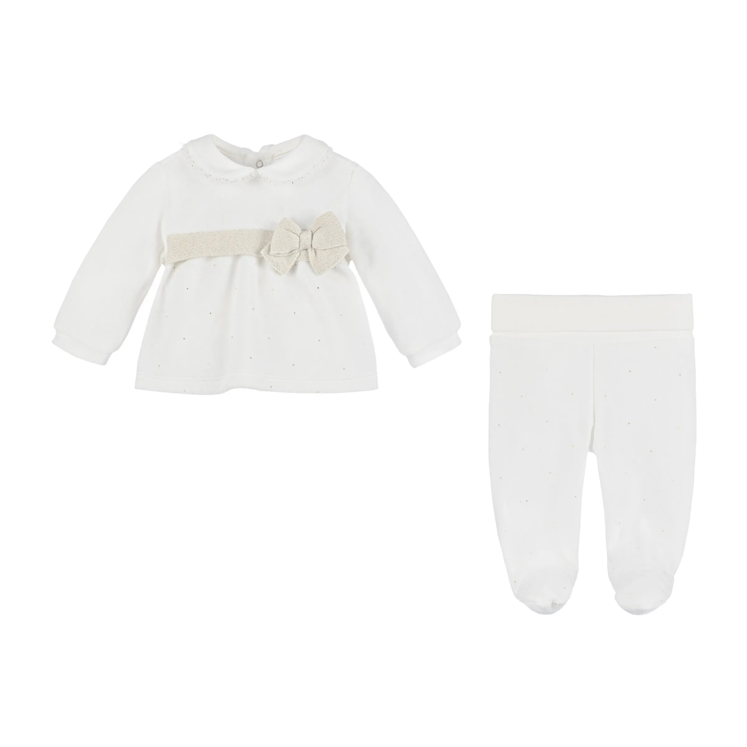 White Bow Applique Formal Outfit