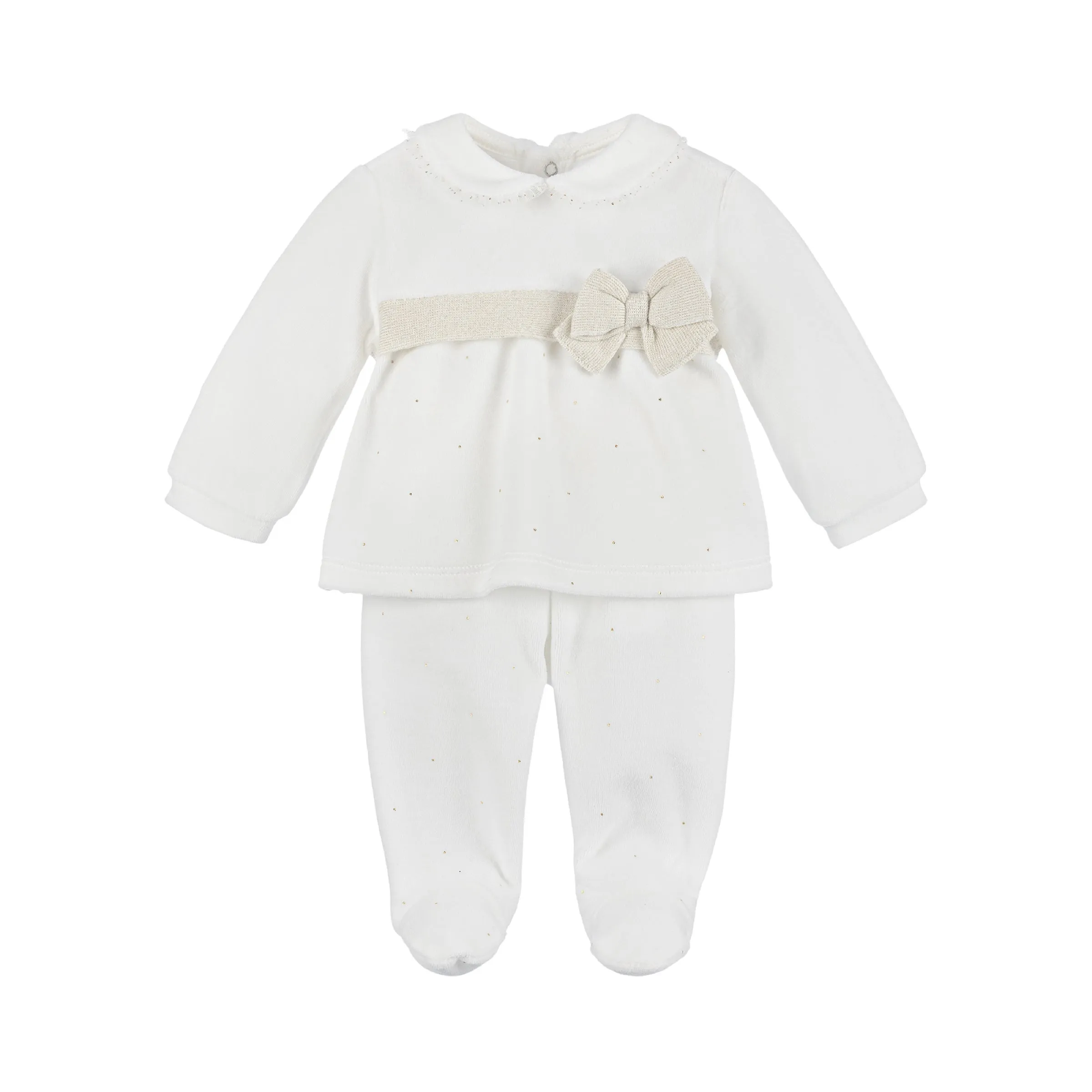 White Bow Applique Formal Outfit