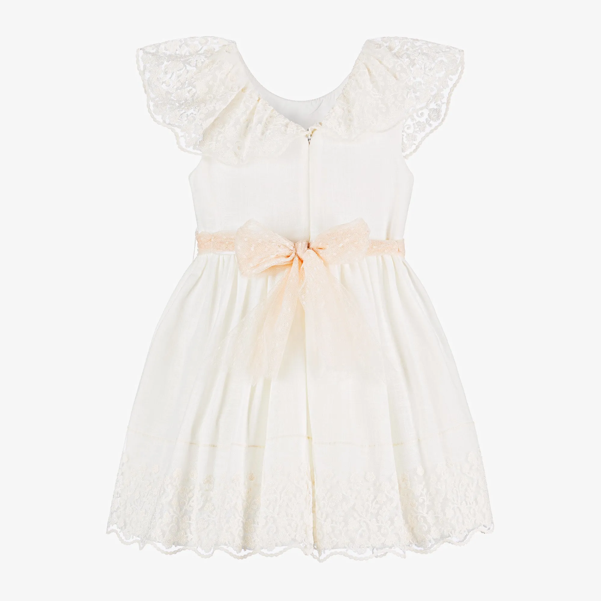 White Lace Ruffle Summer Dress