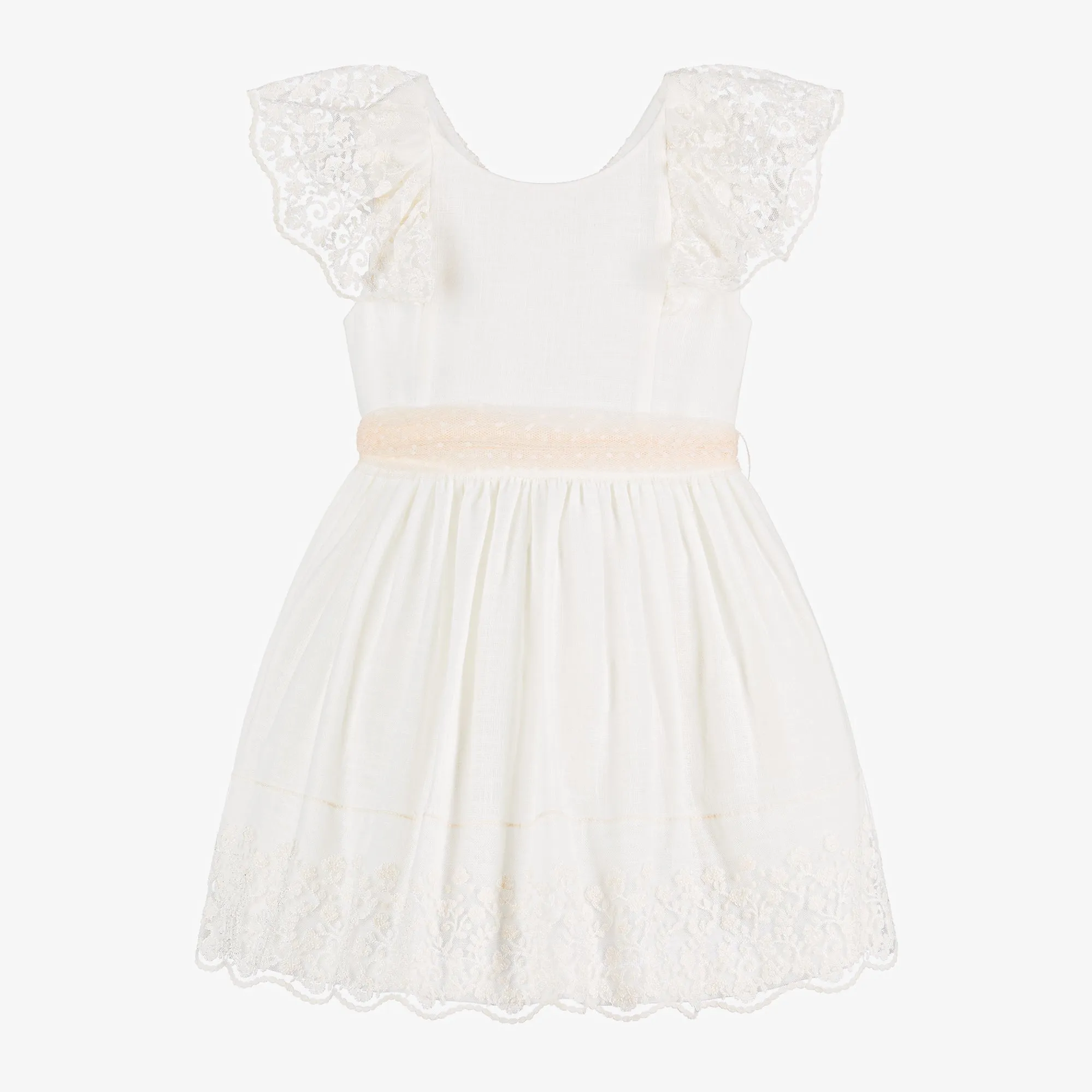 White Lace Ruffle Summer Dress