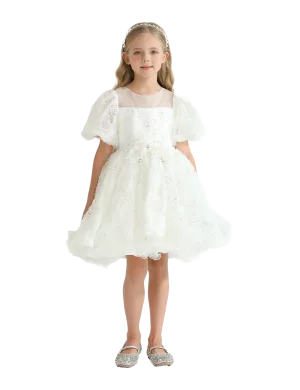 White Laced Tulle Flower Wynfair Dress
