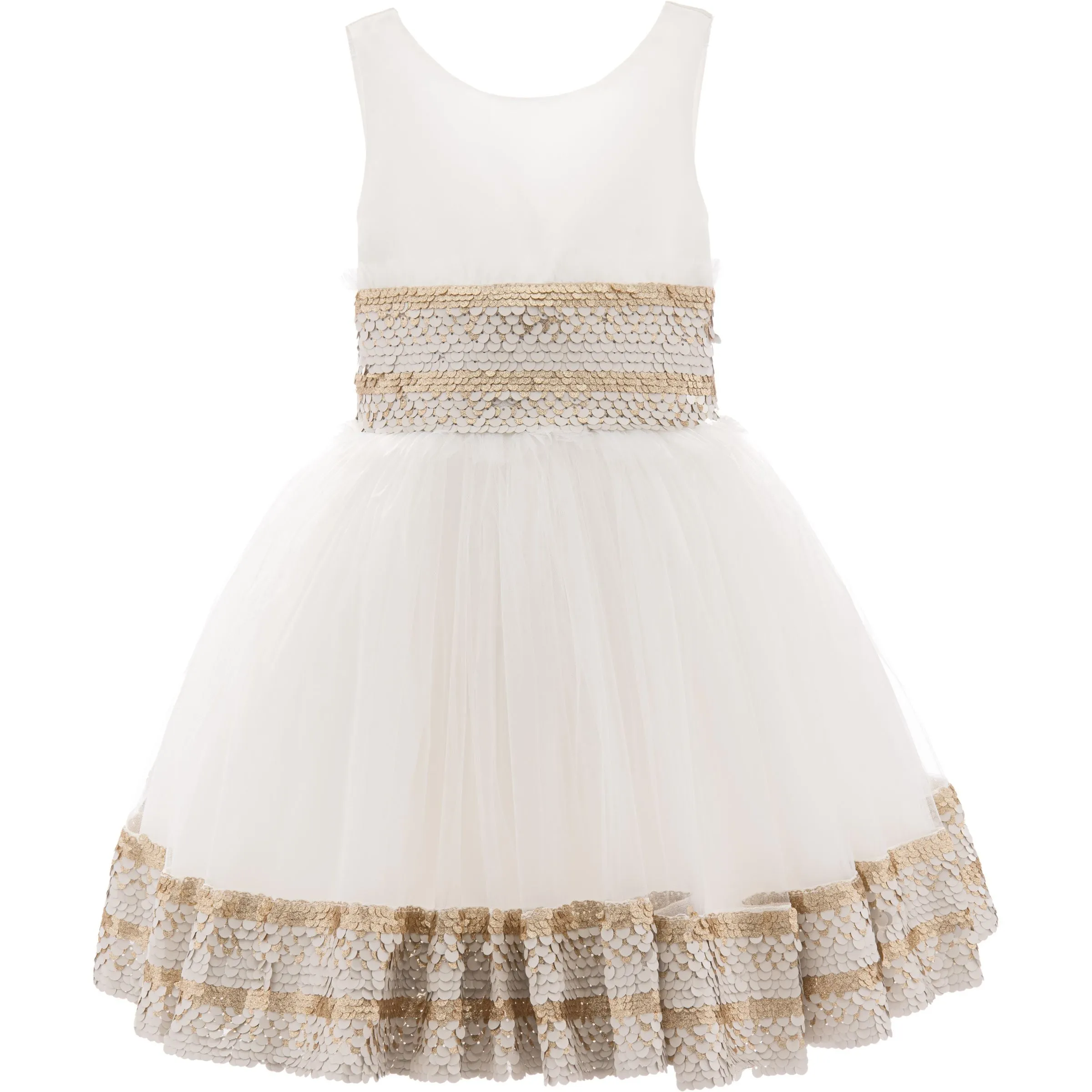 White Lorelei Sequin Hem Dress