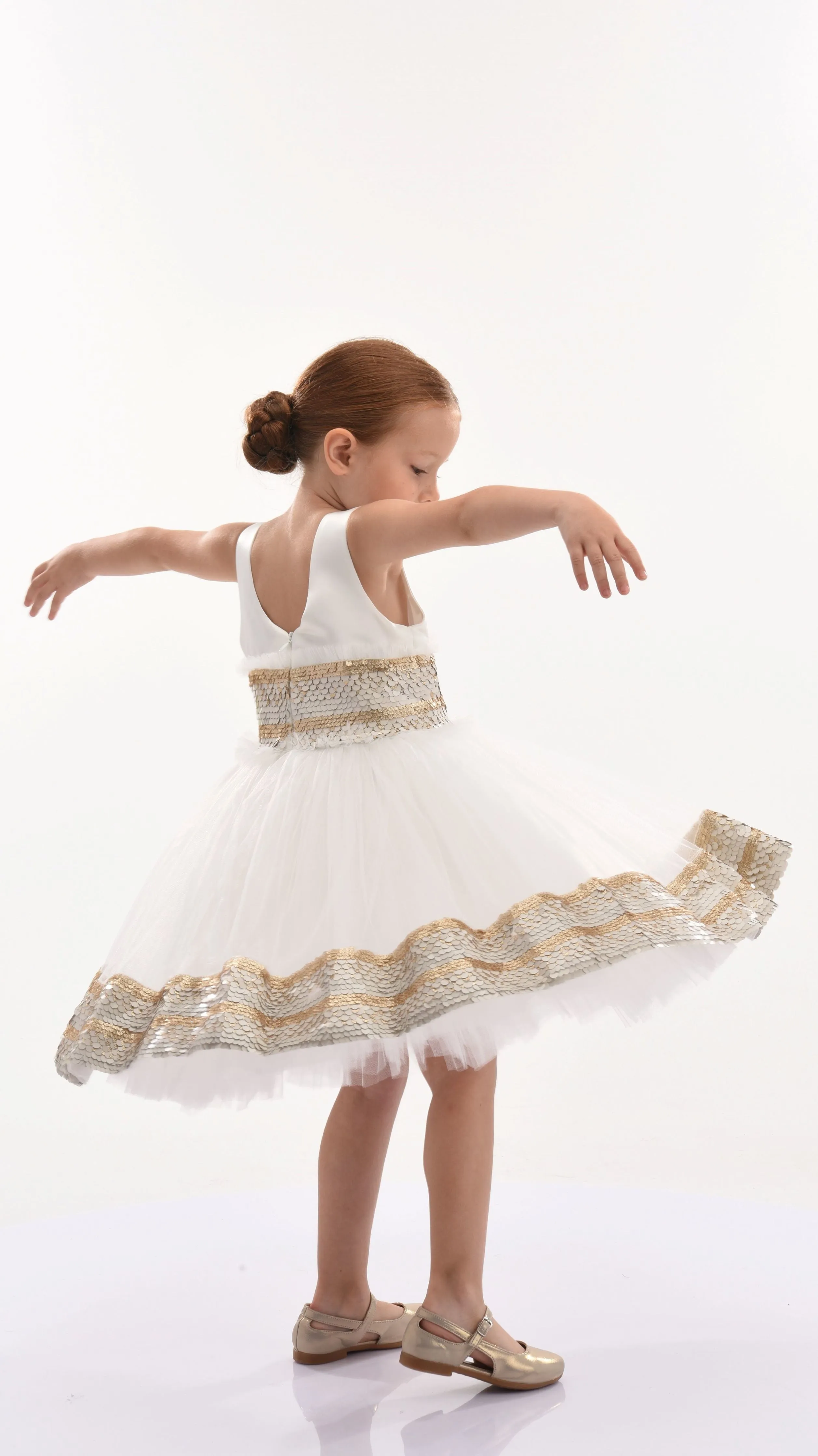 White Lorelei Sequin Hem Dress