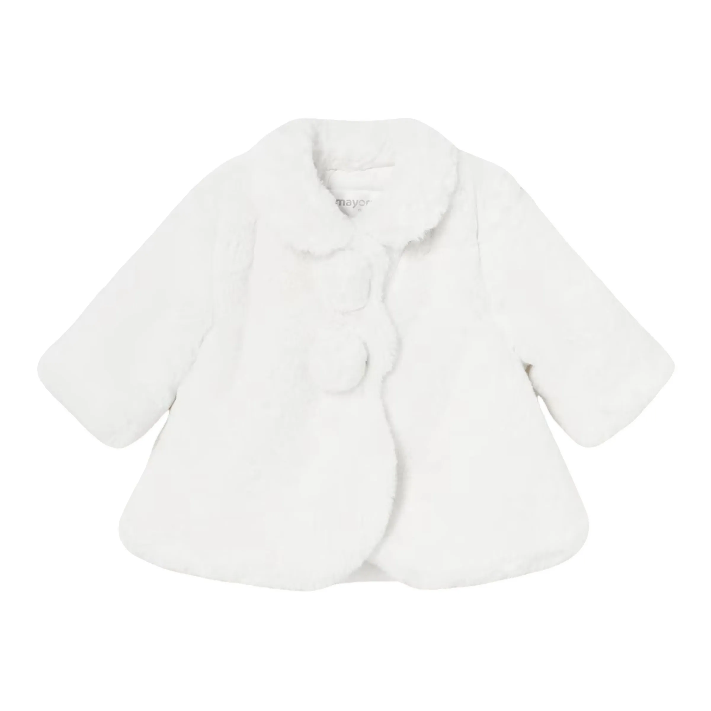 White Pom Faux Fur Coat