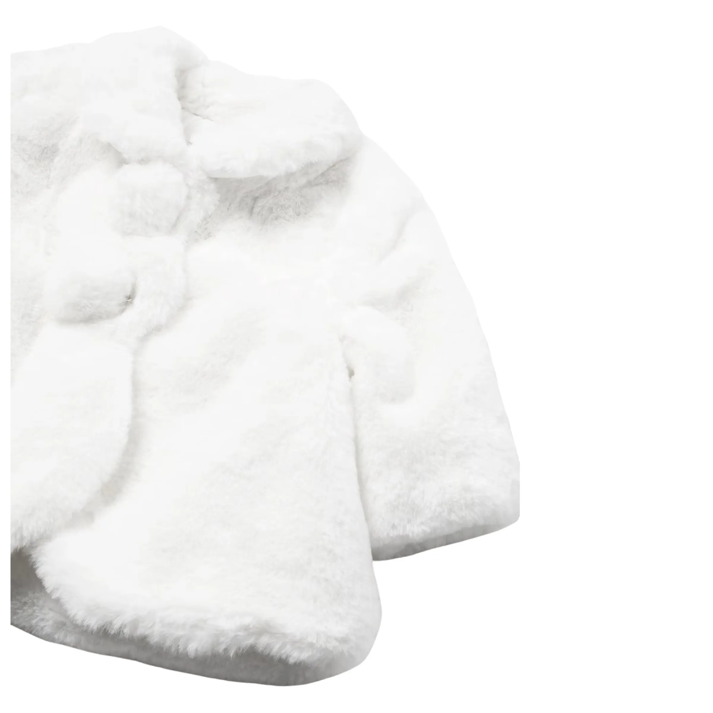 White Pom Faux Fur Coat