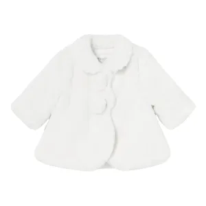 White Pom Faux Fur Coat