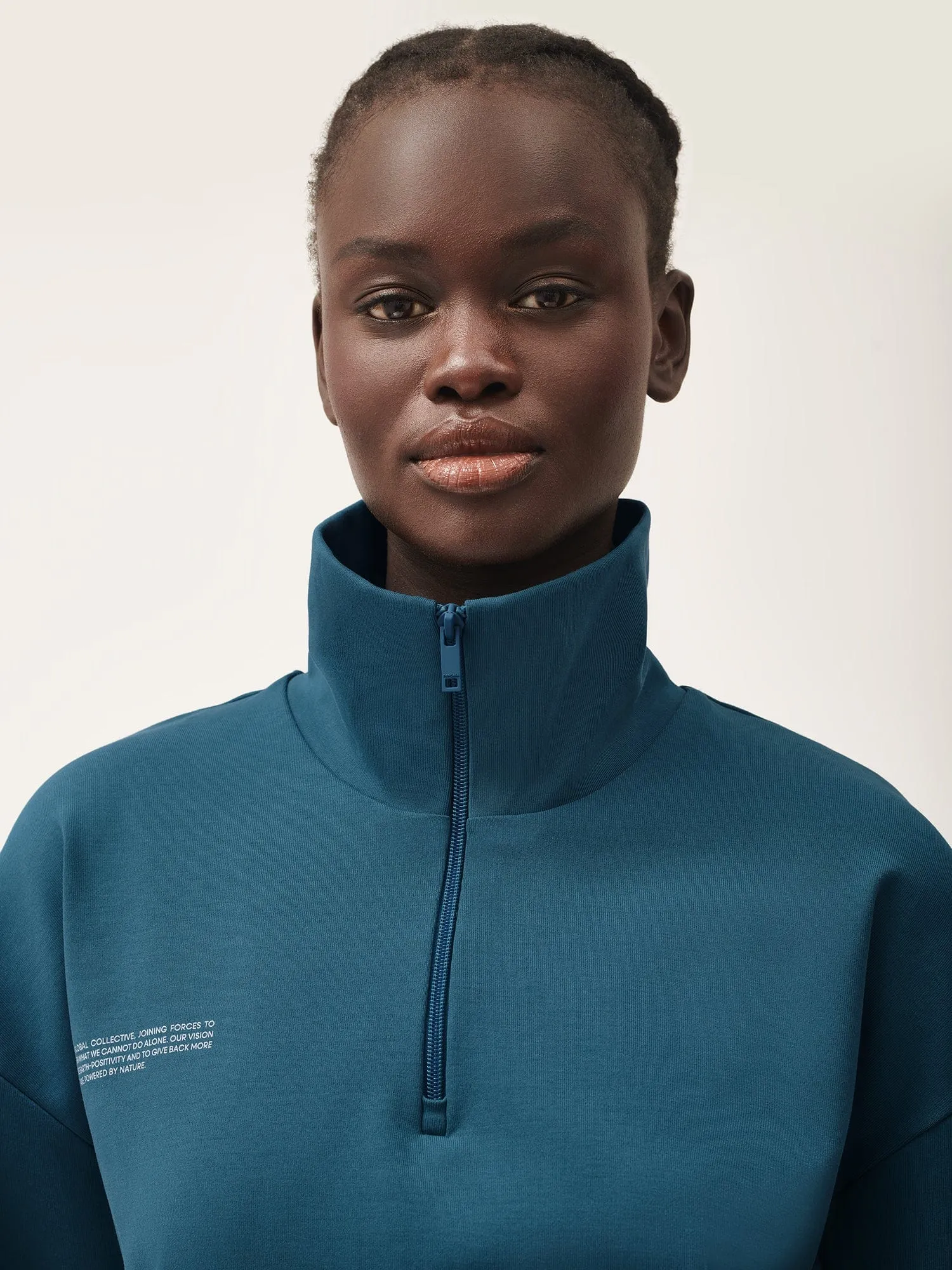 Womens Double Jersey Half Zip Sweatshirt—storm blue