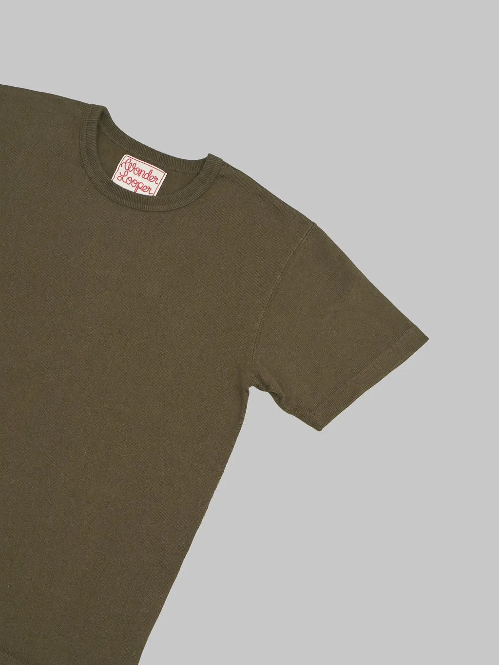 Wonder Looper Double Heavyweight Crewneck T-Shirt Heather Khaki
