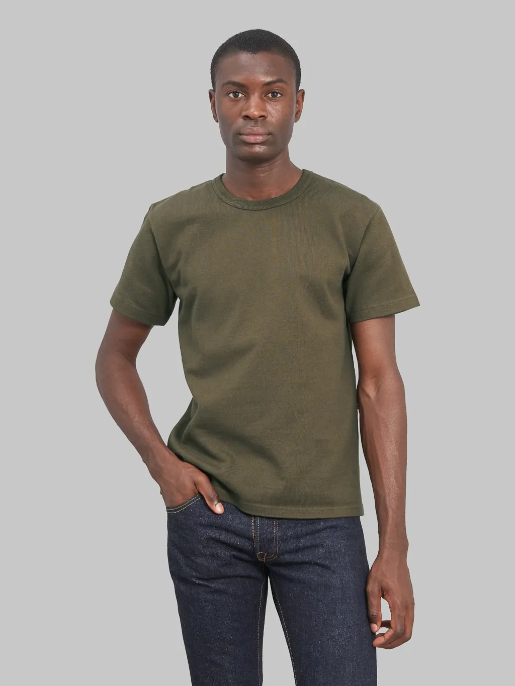 Wonder Looper Double Heavyweight Crewneck T-Shirt Heather Khaki