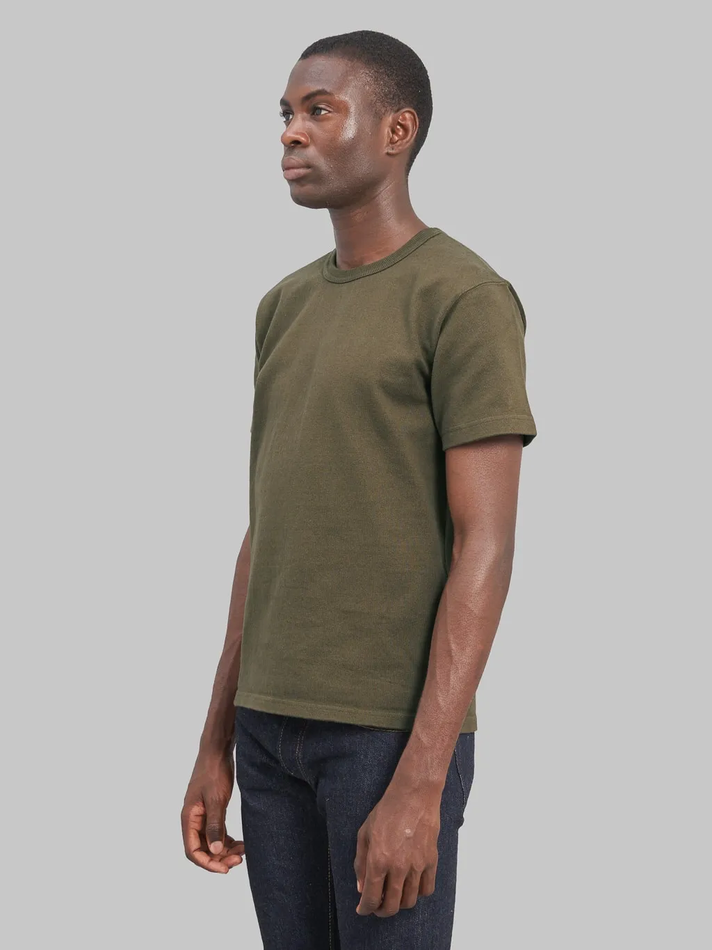 Wonder Looper Double Heavyweight Crewneck T-Shirt Heather Khaki