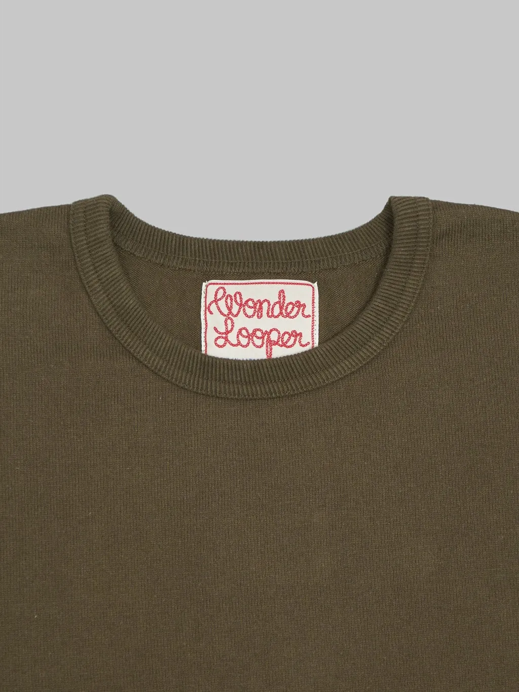 Wonder Looper Double Heavyweight Crewneck T-Shirt Heather Khaki